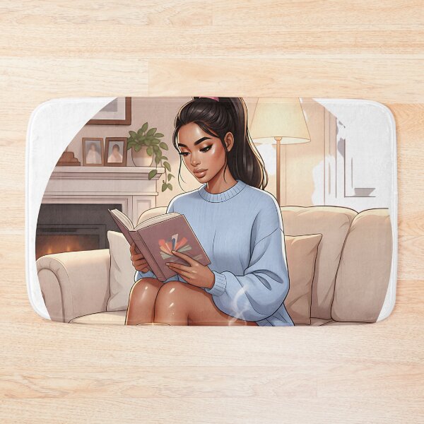 Item preview, Cozy Black Fashion Girl Reading a Book at Home designed and sold by GlamourCutieAI.
