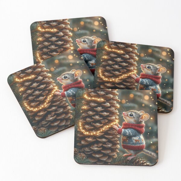 Item preview, Christmas Mouse Decorating the Pinecone Tree designed and sold by AmetistLight.