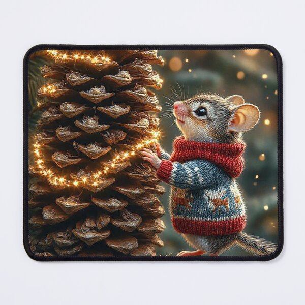 Item preview, Christmas Mouse Decorating the Pinecone Tree designed and sold by AmetistLight.