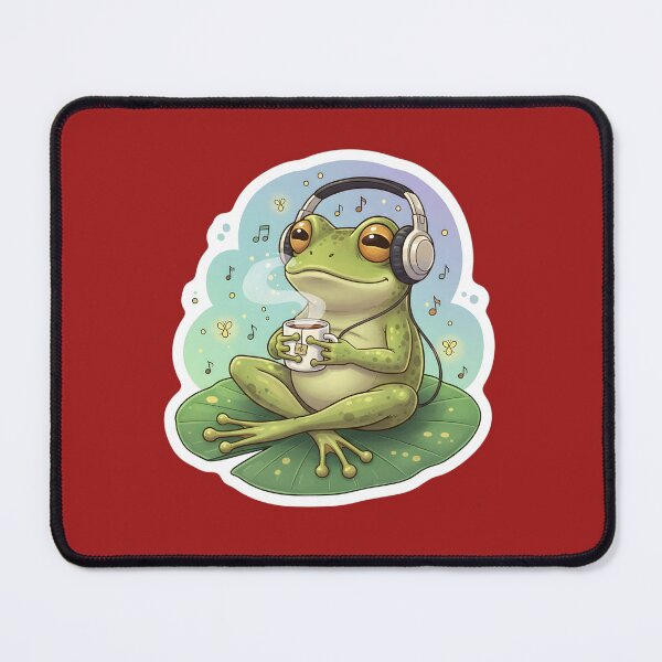 Item preview, Vintage Retro Lo-Fi Chill Frog with Headphones Listening to Music and Sipping Hot Tea | Cottagecore Aesthetic Cute Amphibian Art Sticker designed and sold by SergioMiklos.