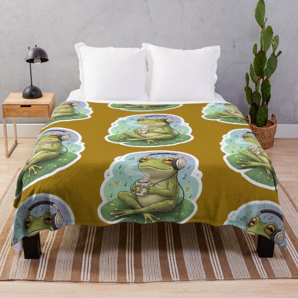 Item preview, Vintage Retro Lo-Fi Chill Frog with Headphones Listening to Music and Sipping Hot Tea | Cottagecore Aesthetic Cute Amphibian Art Sticker designed and sold by SergioMiklos.
