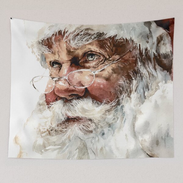 Item preview, Hyper-Realistic Watercolor Santa Claus Portrait - Detailed Christmas Art designed and sold by Moss and Moon Studio.
