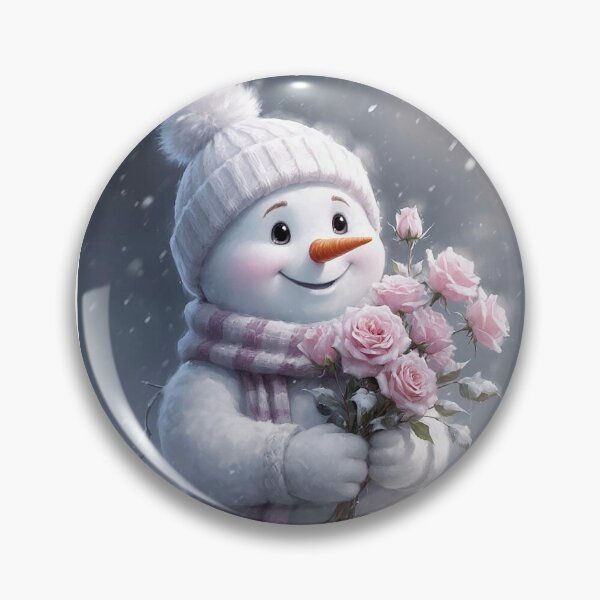 Item preview, Cute Snowman with Pink Roses designed and sold by AmetistLight.