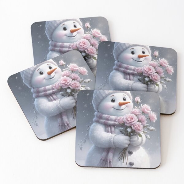 Item preview, Cute Snowman with Pink Roses designed and sold by AmetistLight.