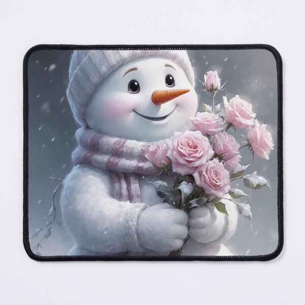 Item preview, Cute Snowman with Pink Roses designed and sold by AmetistLight.