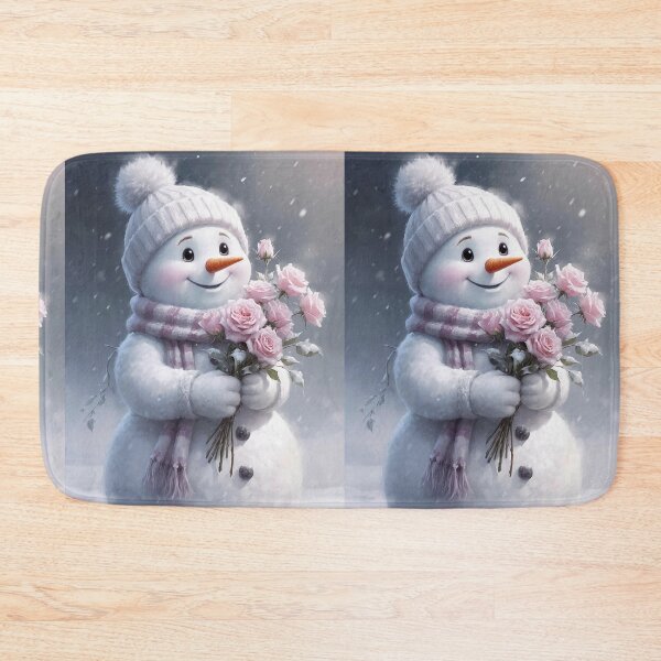 Item preview, Cute Snowman with Pink Roses designed and sold by AmetistLight.