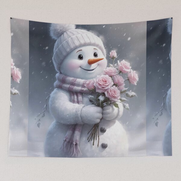 Item preview, Cute Snowman with Pink Roses designed and sold by AmetistLight.