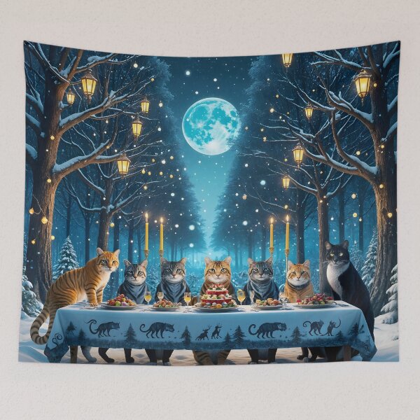 Item preview, Cat party in the evening forest designed and sold by KunstGeist.