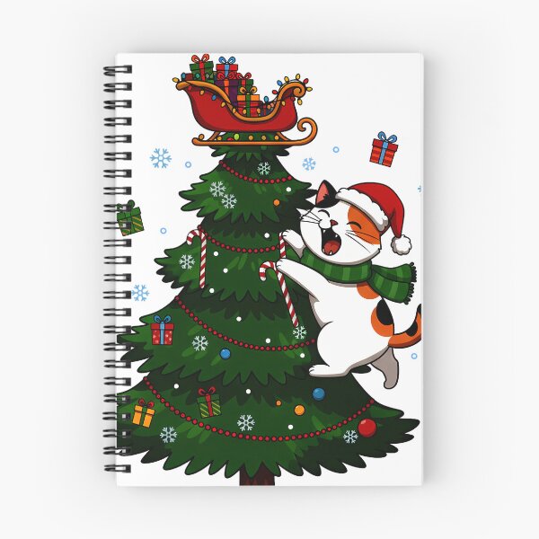 Item preview, Calico Cat Climbing Christmas Tree – Whimsical Holiday Mischief Design designed and sold by meesub.