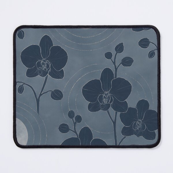 Item preview, Phalaenopsis Orbit Pattern with Full Moon Arcs – Indigo & Silver designed and sold by Artsy-With.