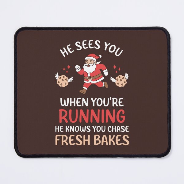Item preview, He Sees You When You’re Running - Santa Cookie Chase Funny Christmas Fitness and Dessert Lover Art designed and sold by Brogress Project.