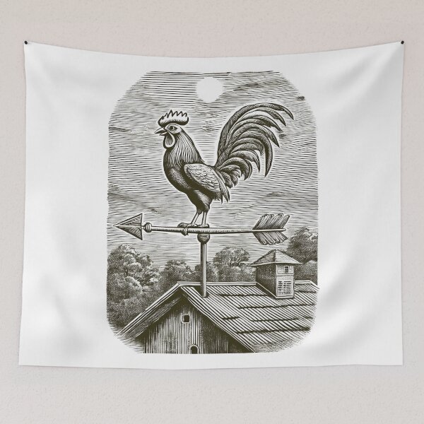 Item preview, Rustic Rooster Weather Vane - Vintage Pencil Drawings designed and sold by RockitBaby.