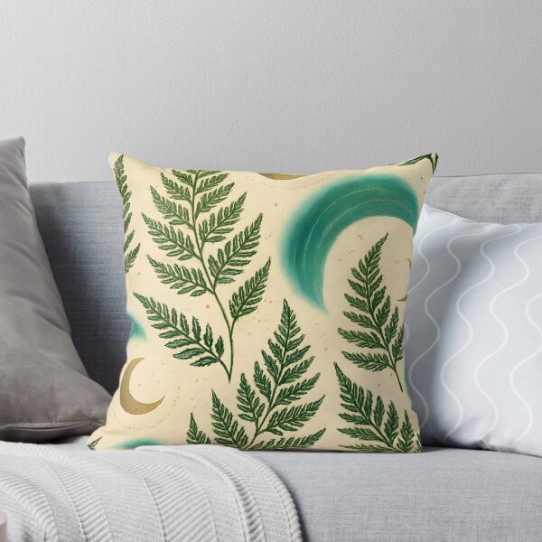 Item preview, Fern Orbit Pattern with Aurora Crescents – Emerald & Gold Leaf designed and sold by Artsy-With.