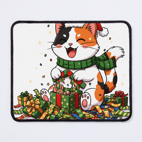 Item preview, Calico Cat Opening Gift – Toy Mouse Christmas Surprise Design designed and sold by meesub.