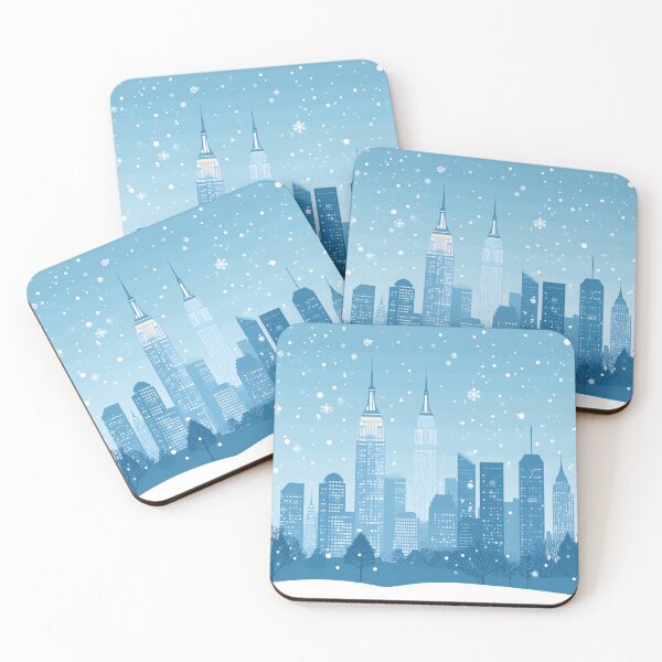 Item preview, New York Winter Skyline – Minimal Snowy Cityscape Illustration designed and sold by pod24.