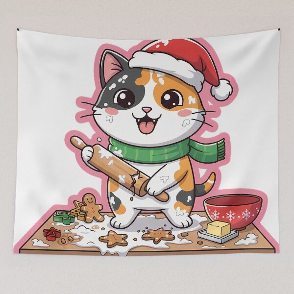 Item preview, Calico Cat Holiday Baking – Whimsical Christmas Cookie Design designed and sold by meesub.