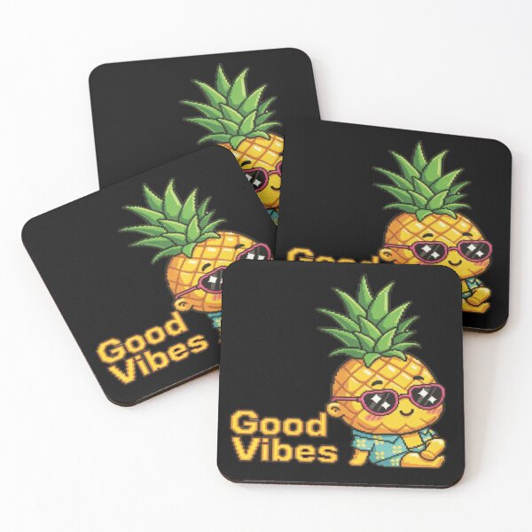 Item preview, Good Vibes Pineapple Baby – Tropical Kawaii Pixel Art designed and sold by Pixel Girl Aesthetic Studio.