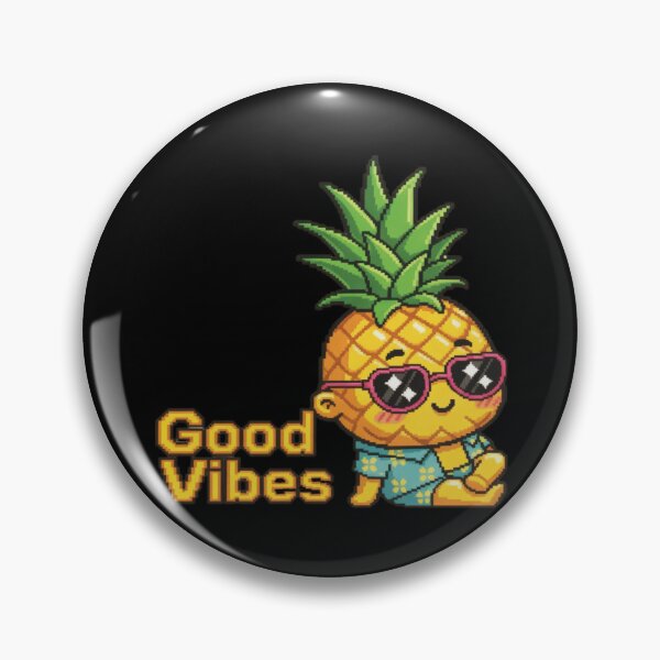 Item preview, Good Vibes Pineapple Baby – Tropical Kawaii Pixel Art designed and sold by Pixel Girl Aesthetic Studio.