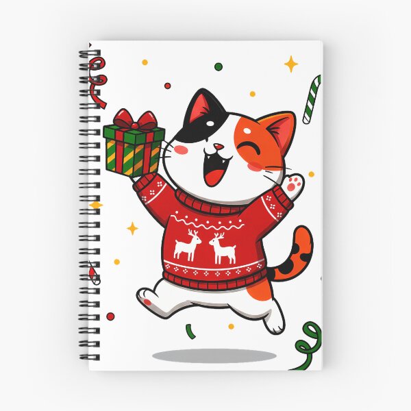 Item preview, Calico Cat Jumping with Gift – Festive Christmas Sweater Celebration Design designed and sold by meesub.
