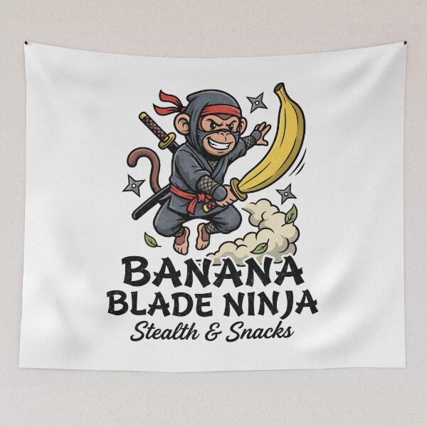 Item preview, Funny Ninja Monkey With Banana Blade designed and sold by tollaru.