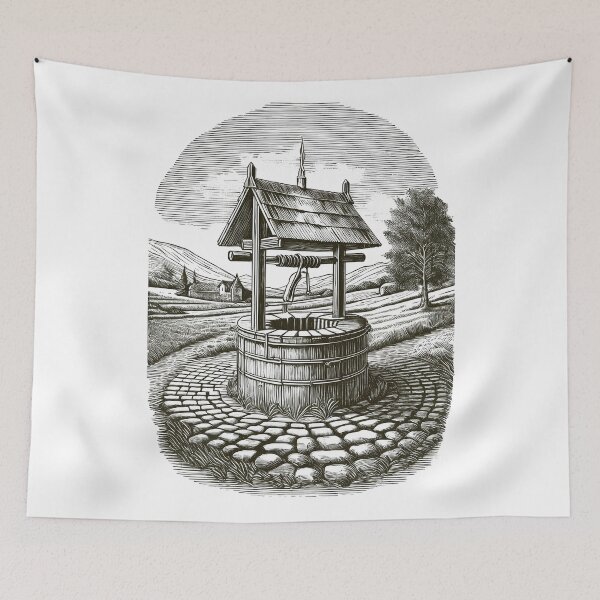 Item preview, Classic Wishing Well - Vintage Pencil Drawings designed and sold by RockitBaby.
