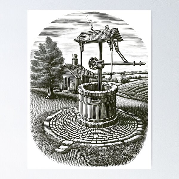 Item preview, Vintage Wishing Well - Vintage Pencil Drawings designed and sold by RockitBaby.