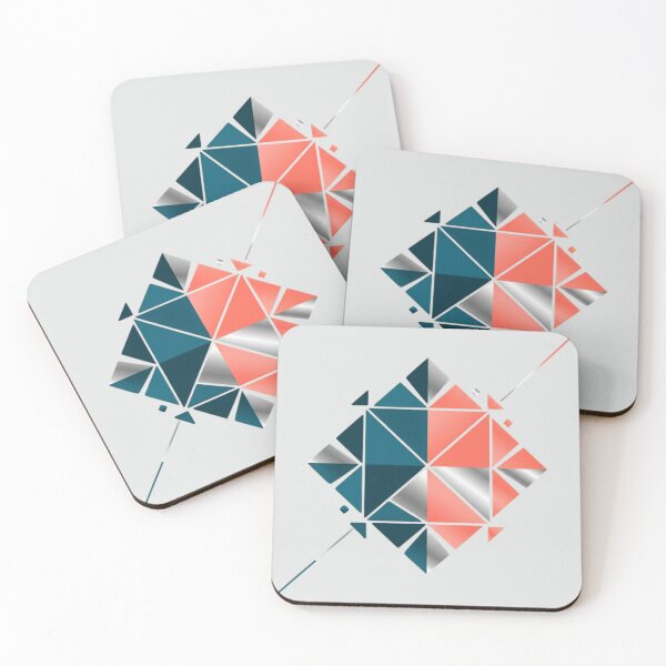 Item preview, Geometric Diamond Contrast: Teal, Coral, and Silver designed and sold by VibeNationArt.