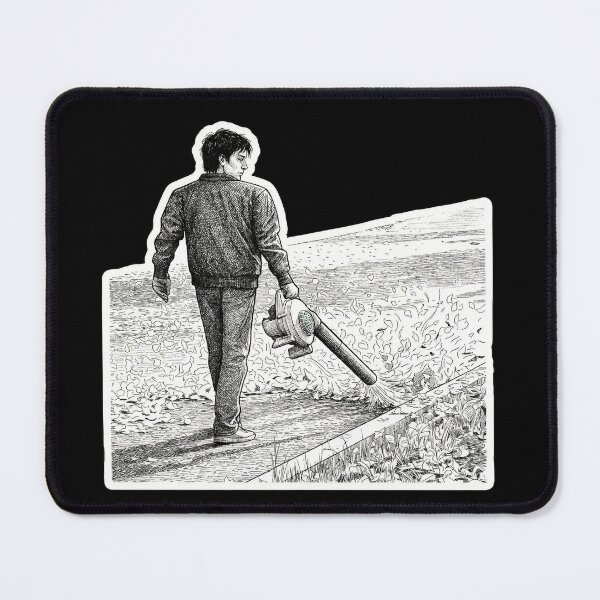 Item preview, Man Using Leafblower to Blow Leaves Down the Street designed and sold by Naux | Design & Illustration.