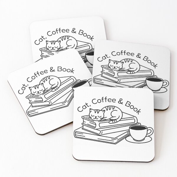 Item preview, Cat, Coffee and Book designed and sold by Shiningsticker8.