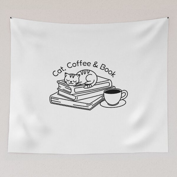 Item preview, Cat, Coffee and Book designed and sold by Shiningsticker8.