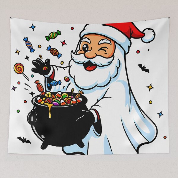 Item preview, Ghost Santa with Candy – Halloween x Christmas Mashup Design designed and sold by meesub.