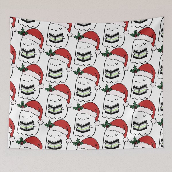 Item preview, Agender Pride Ghost Reading – Cute Christmas Santa Hat designed and sold by Cannaxes Studio.