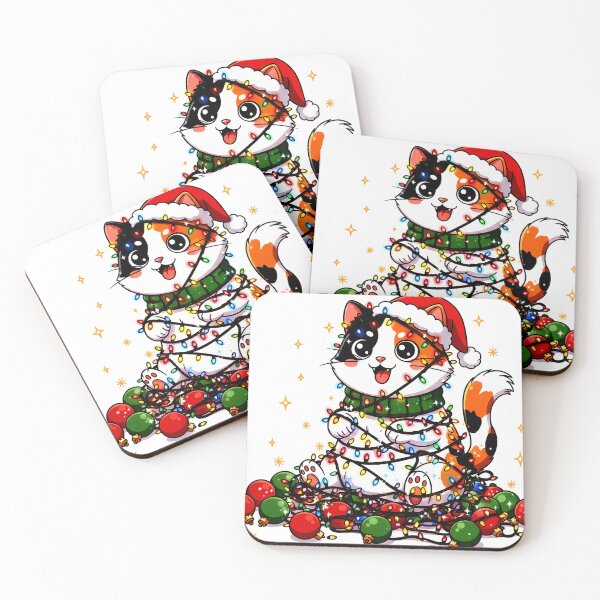Item preview, Calico Cat in Christmas Lights – Whimsical Holiday Mischief Design designed and sold by meesub.