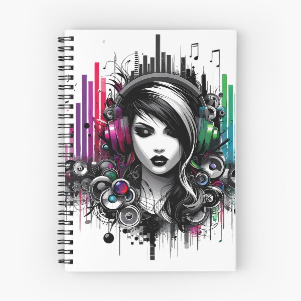 Artikelvorschau, Musikmädchen mit Schallwellen – Farbenfrohes DJ-Kunstgeschenk entworfen und verkauft von DrawDrip.