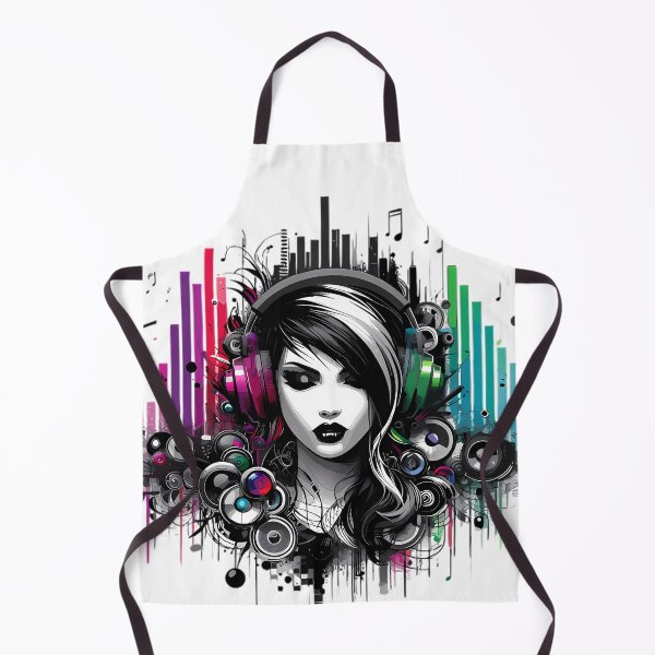 Item preview, Music Girl with Sound Waves - Colorful DJ Art Gift designed and sold by DrawDrip.
