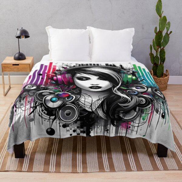 Item preview, Music Girl with Sound Waves - Colorful DJ Art Gift designed and sold by DrawDrip.