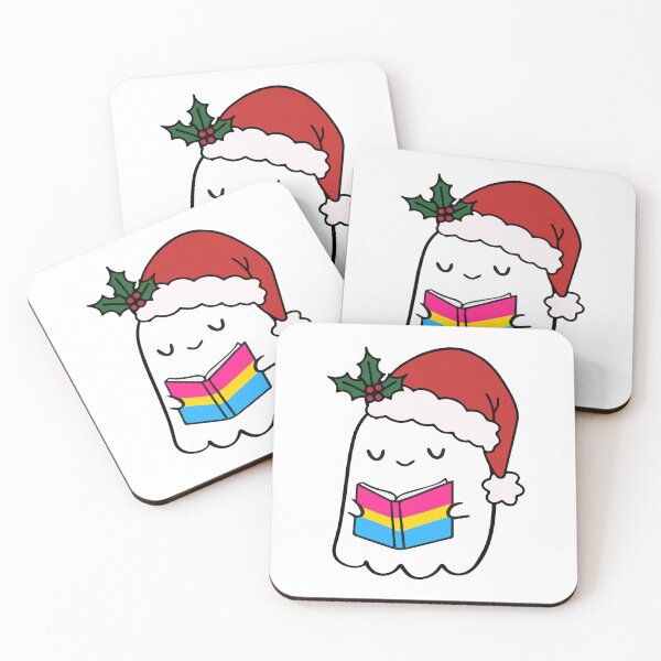 Item preview, Pansexual Pride Ghost – Cute Santa Hat Christmas Reading designed and sold by Cannaxes Studio.