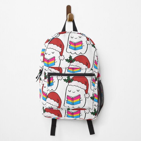 Item preview, Pansexual Pride Ghost – Cute Santa Hat Christmas Reading designed and sold by Cannaxes Studio.