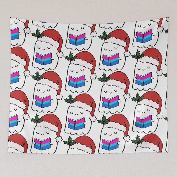 Item preview, Polysexual Pride Ghost Reading – Cute Queer Christmas Art designed and sold by Cannaxes Studio.
