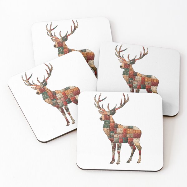 Item preview, Scottish Patchwork Style Stag | Scotland Autumn Deer Gift designed and sold by Loom on the Loch.