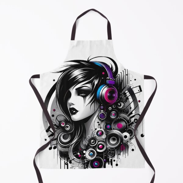Item preview, Music Girl with Headphones and Speakers - DJ Art Gift designed and sold by DrawDrip.