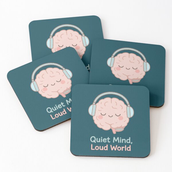 Item preview, Quiet Mind, Loud World — Cute Pastel Brain with Headphones | Neurodivergent Comfort & Mental Wellness Art designed and sold by PureBrain.