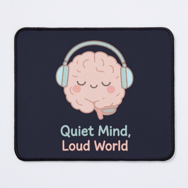 Item preview, Quiet Mind, Loud World — Cute Pastel Brain with Headphones | Neurodivergent Comfort & Mental Wellness Art designed and sold by PureBrain.