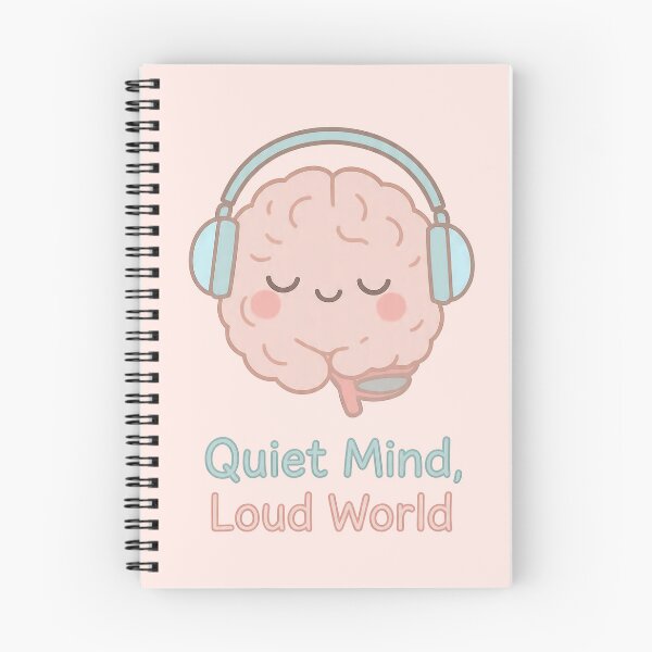 Item preview, Quiet Mind, Loud World — Cute Pastel Brain with Headphones | Neurodivergent Comfort & Mental Wellness Art designed and sold by PureBrain.
