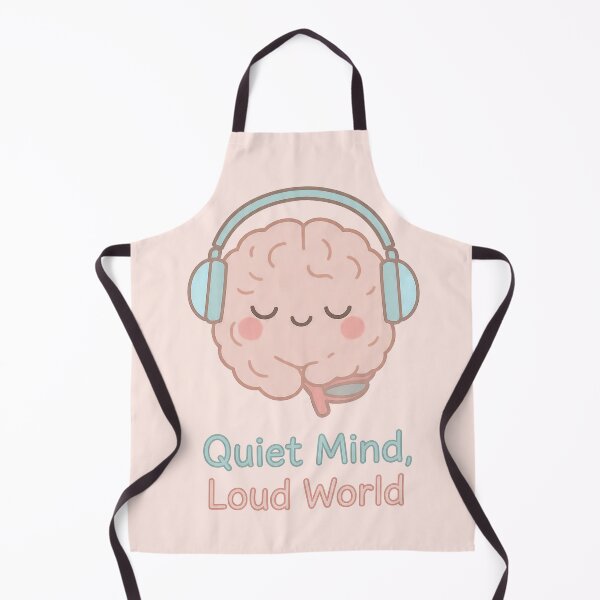 Item preview, Quiet Mind, Loud World — Cute Pastel Brain with Headphones | Neurodivergent Comfort & Mental Wellness Art designed and sold by PureBrain.