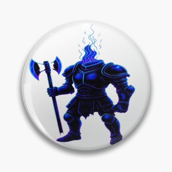 Artikelvorschau, Blauer Flammenkrieger ohne Kopf – Neon Dark Knight Illustration entworfen und verkauft von GlowAIDesigns.