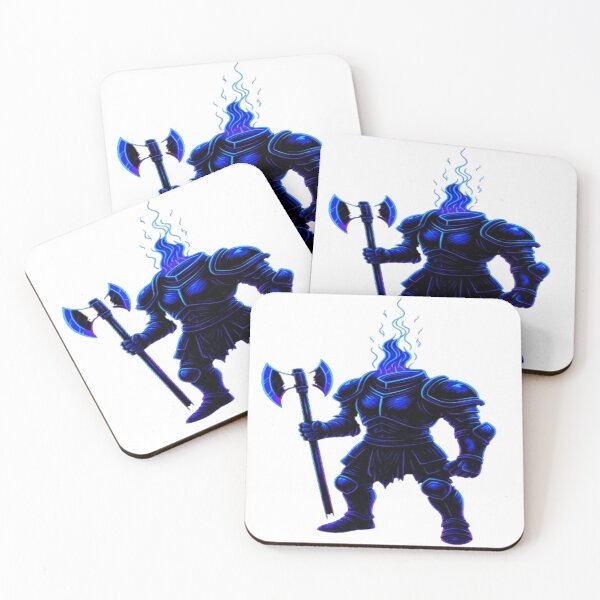 Item preview, Blue Flame Headless Warrior – Neon Dark Knight Illustration designed and sold by GlowAIDesigns.
