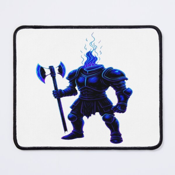 Item preview, Blue Flame Headless Warrior – Neon Dark Knight Illustration designed and sold by GlowAIDesigns.