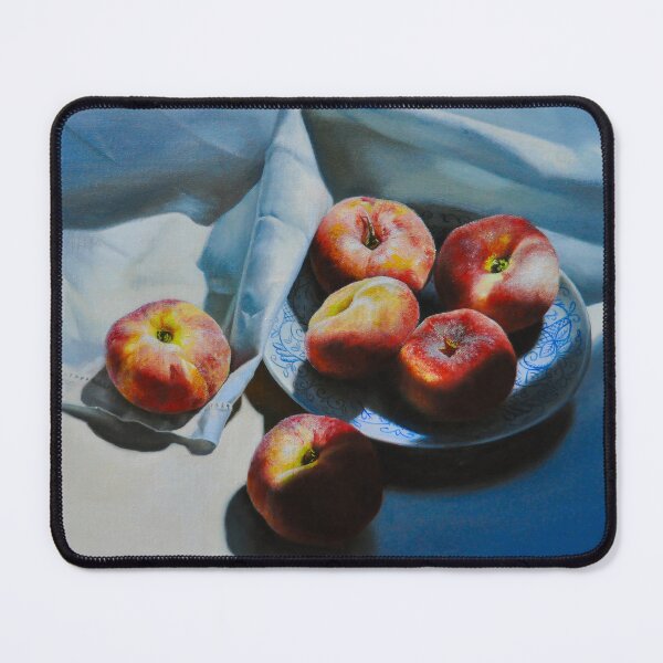 Item preview, Peaches on White Cloth Contemporary Hyperrealism designed and sold by LukianArtPrint.