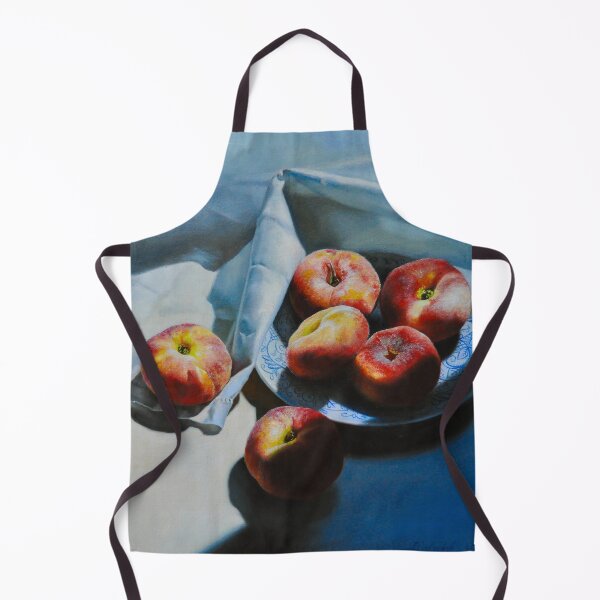 Item preview, Peaches on White Cloth Contemporary Hyperrealism designed and sold by LukianArtPrint.